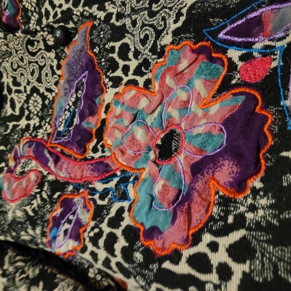 Christopher & Banks Multicolor Patterned Jacket XL Embroidered Abstract Artsy - Picture 5 of 7